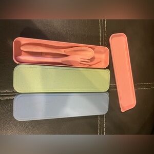 PINK, GREEN, & BLUE plastic cutlery